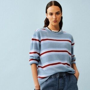 Reformation cashmere boyfriend sweater- bluebell multi stripe